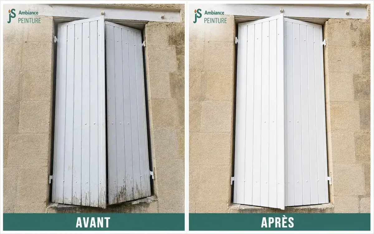 Volets en bois repeints par JS Ambiance Peinture en Gironde