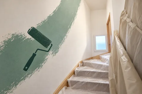 Illustration de la mise en peinture d'une cage d'escalier protégée à Gujan-Mestras