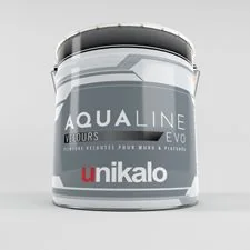 Pot de peinture Aqualine Evo Velours Unikalo utilisé sur les murs