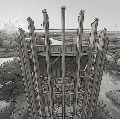 Le belvédère du Parc ornithologique du Teich, vue sur le Bassin d'Arcachon - illustration
