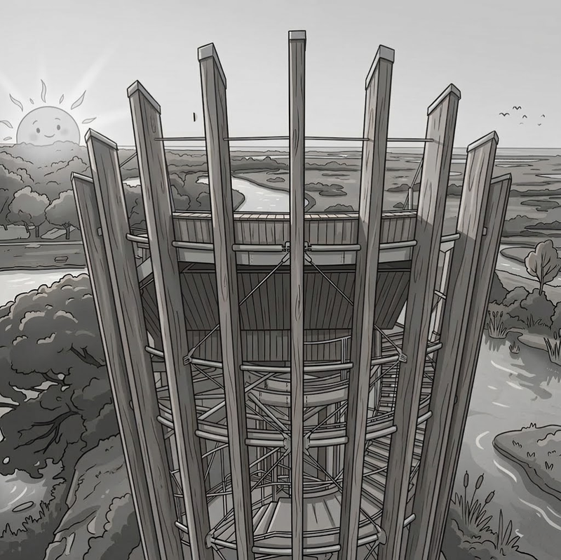 Le belvédère du Parc ornithologique du Teich, vue sur le Bassin d'Arcachon – illustration